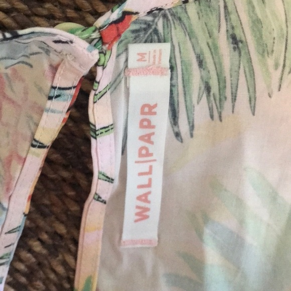 Wallpapr Women’s M/L Pink Pineapple Two Piece Set Crop Top & Skirt Palm Fronds - Picture 7 of 9